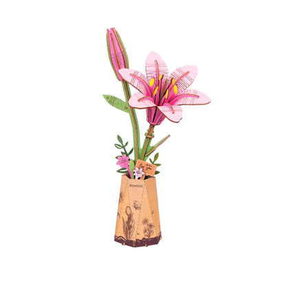 Modern Wooden Puzzle | Pink Lily