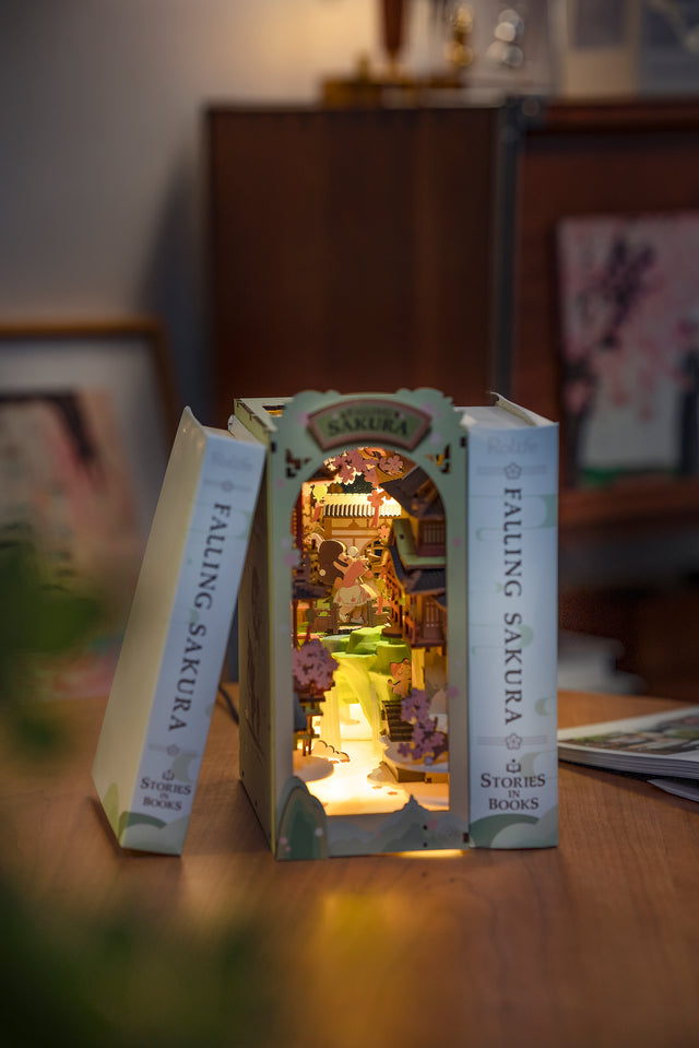 DIY Travel in Sakura Book Nook | Book Shelf Insert | Miniatures Decoration  Gift