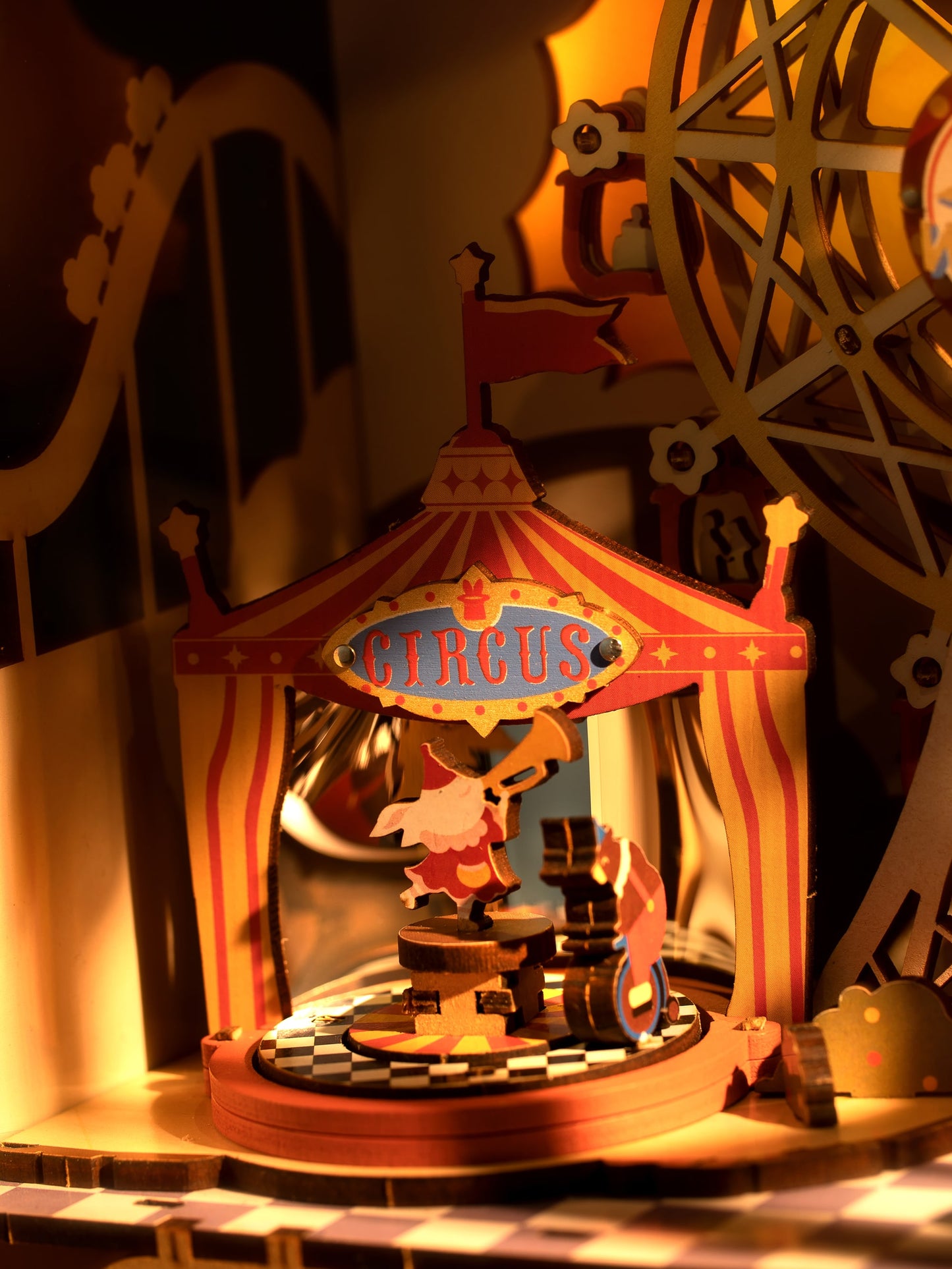 Mechanical Wooden Puzzle | Sunset Carnival w/ LED Lights