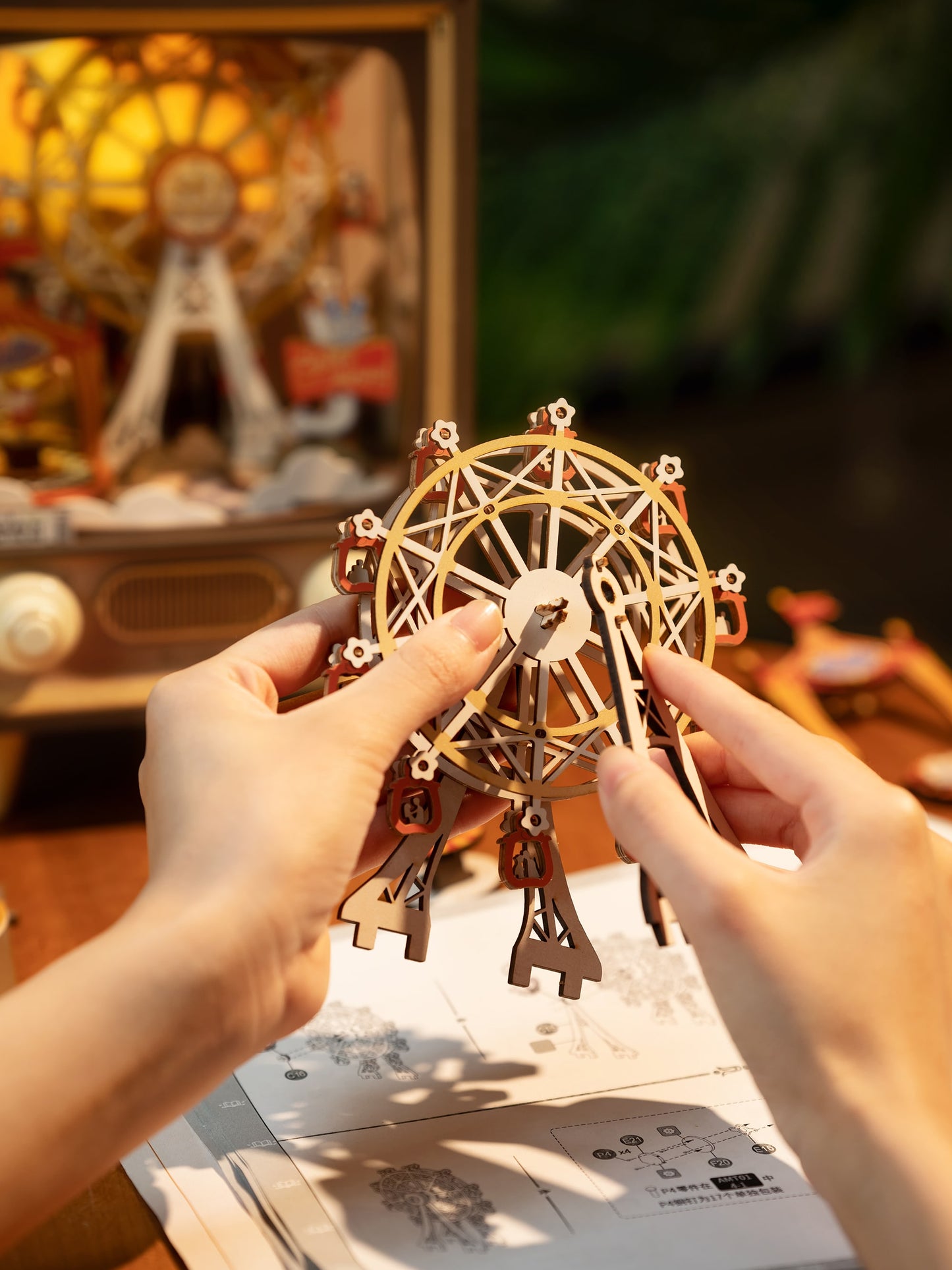 Mechanical Wooden Puzzle | Sunset Carnival w/ LED Lights