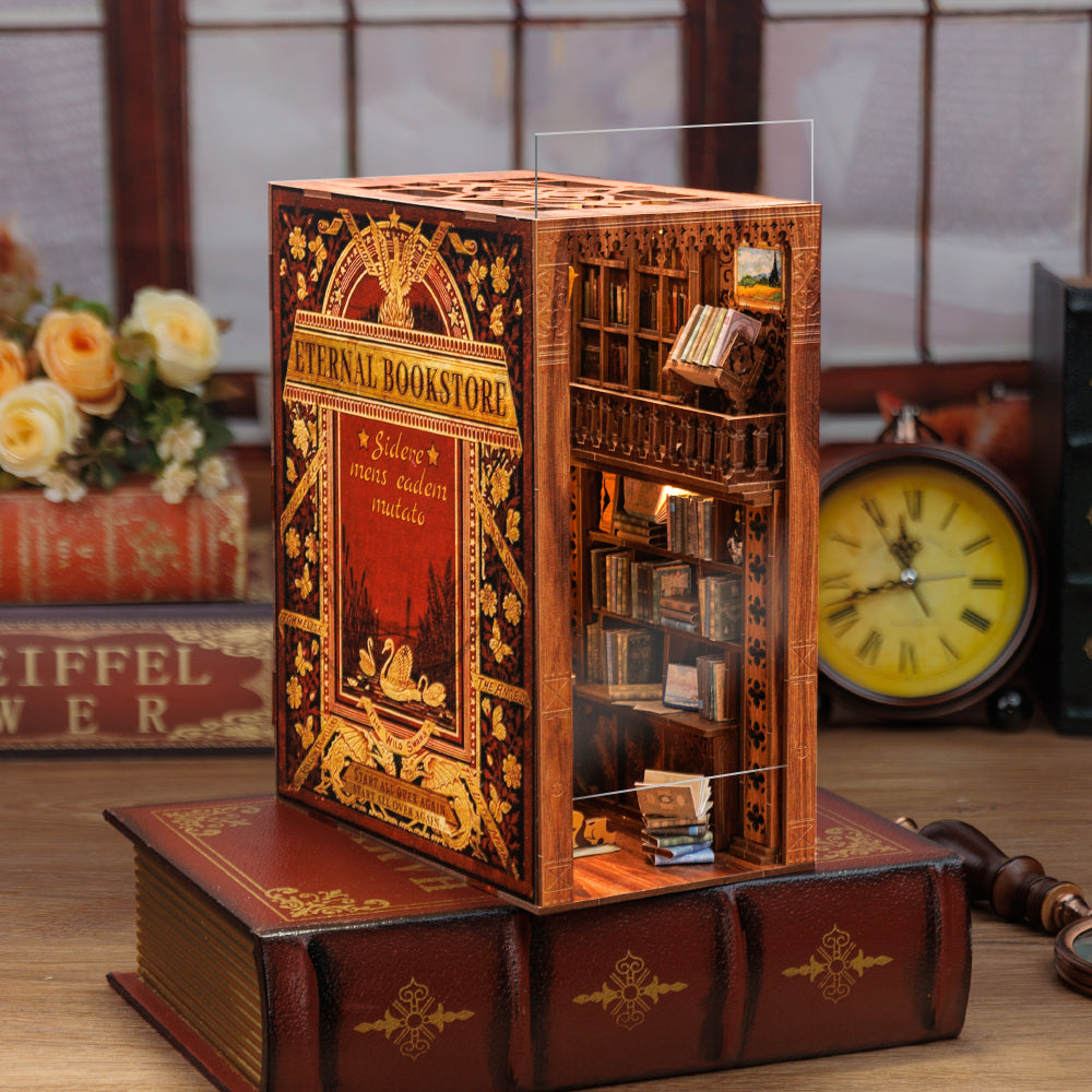 DIY Miniature Kit Book Nook | Eternal Bookstore w/ Dust Cover