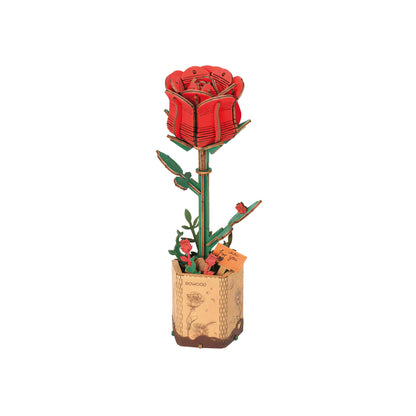 Modern Wooden Puzzle | Red Rose