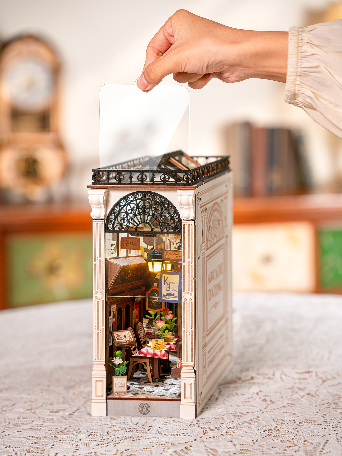 DIY Miniature Book Nook Kit | Paris Arcade Date w/ Dust Cover