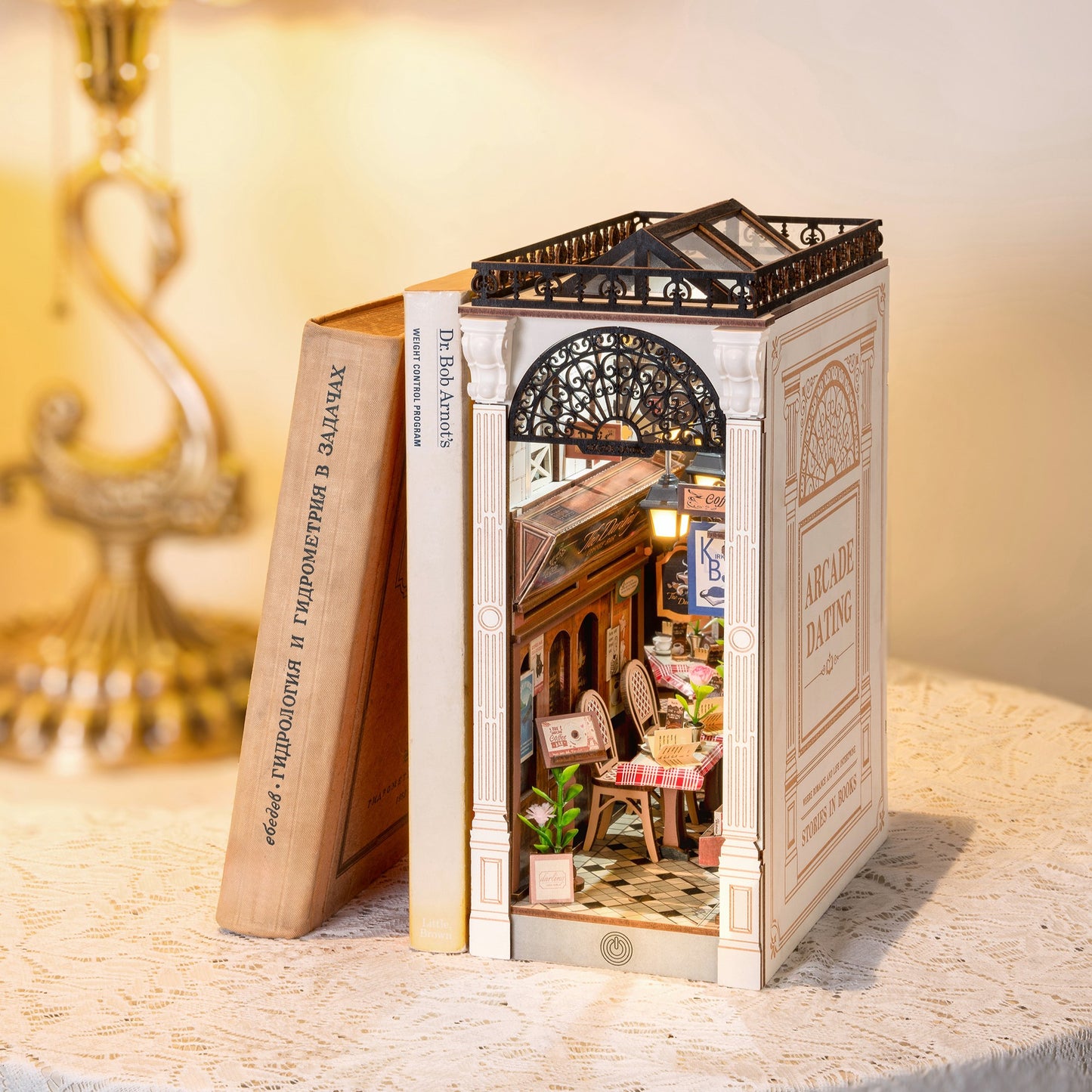 DIY Miniature Book Nook Kit | Paris Arcade Date w/ Dust Cover