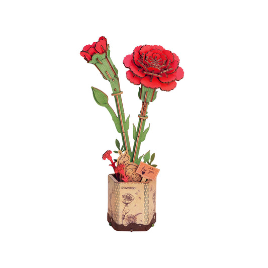 Modern Wooden Puzzle | Red Carnation