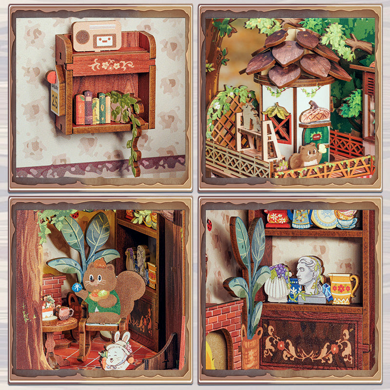 DIY Miniature Kit Book Nook | Squirrel Collector w/ Dust Cover