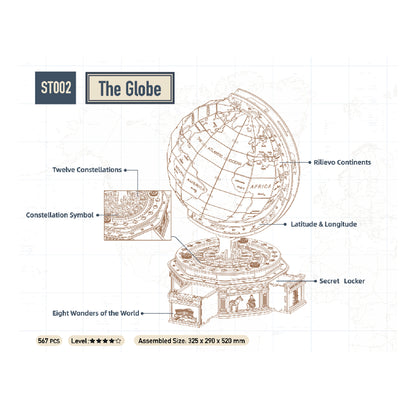 3D Mechanical Wooden Puzzle | Globe Earth Model