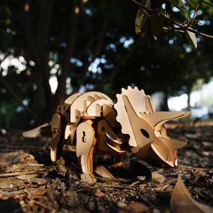 Wooden Puzzle with Light and Sound Control: Triceratops