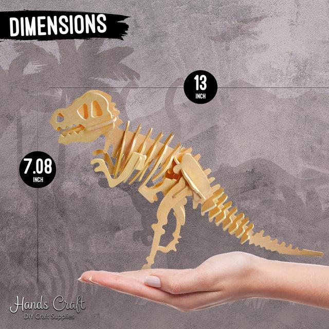DIY 3D Wooden Puzzle 6 ct, Dinosaur
