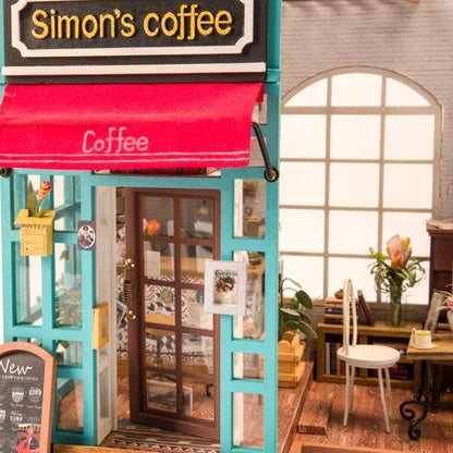 DIY Dollhouse Miniature Store Kit | Simon's Coffee Cafe Close-Up Entrance 