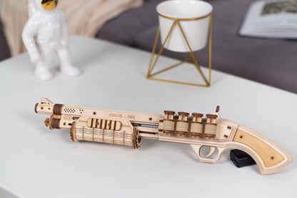 3D Mechanical Wooden Puzzle | Rubber Band Pump Action Shotgun - Hands Craft US, Inc.