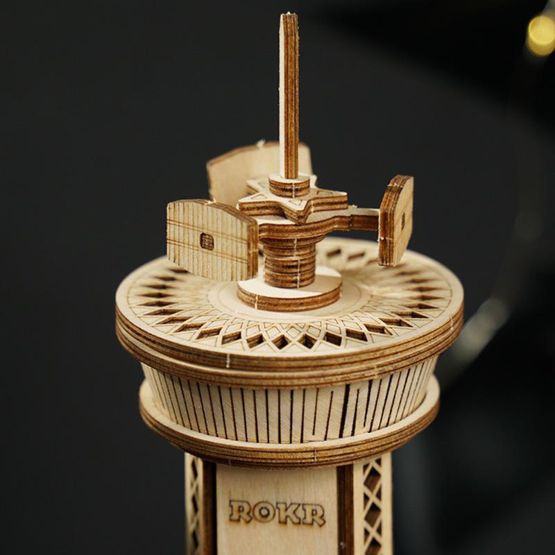 3D Wooden Puzzle Music Box | Airplane-Control Tower – Hands Craft