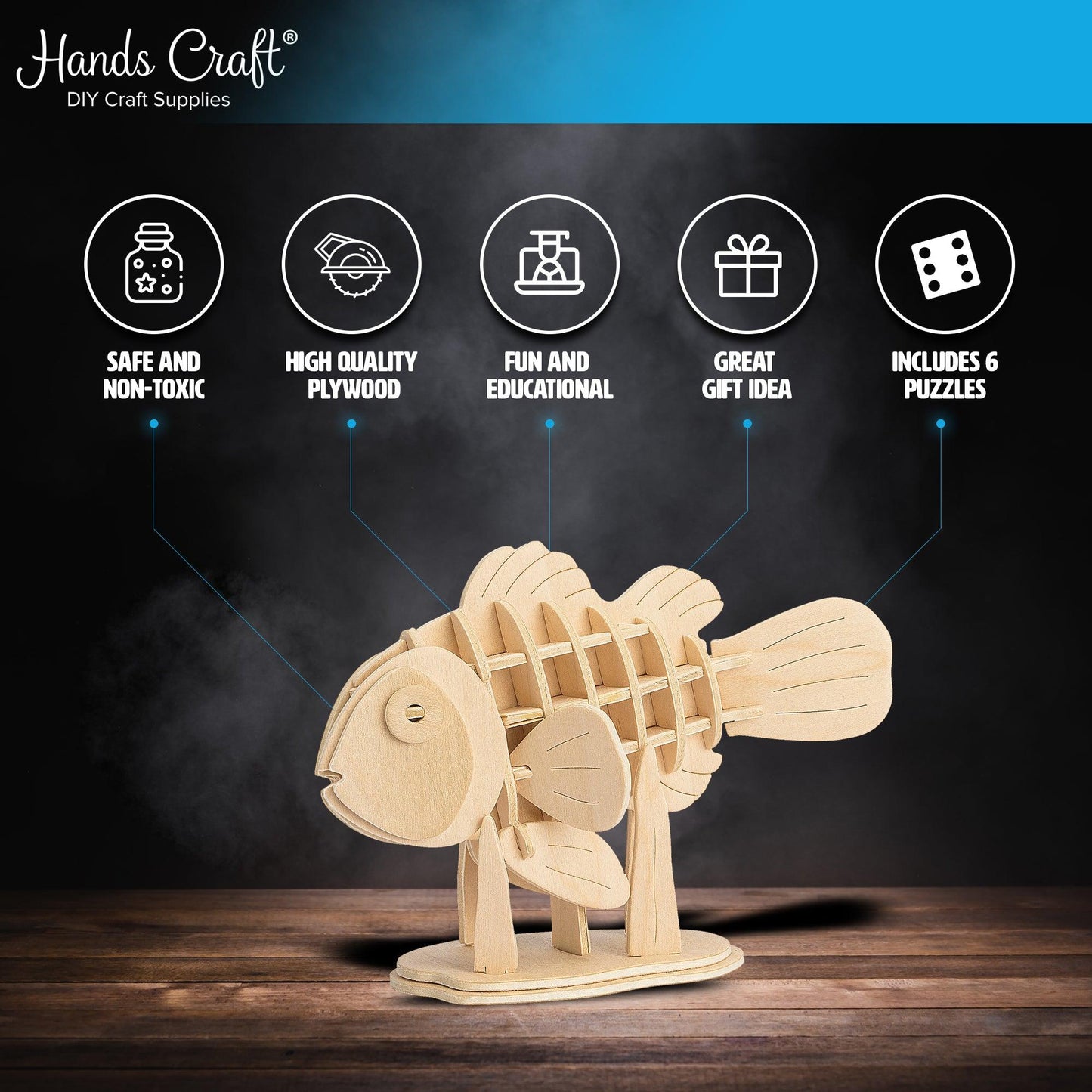 3D Classic Wooden Puzzle Bundle | Sea Animals - Hands Craft US, Inc.