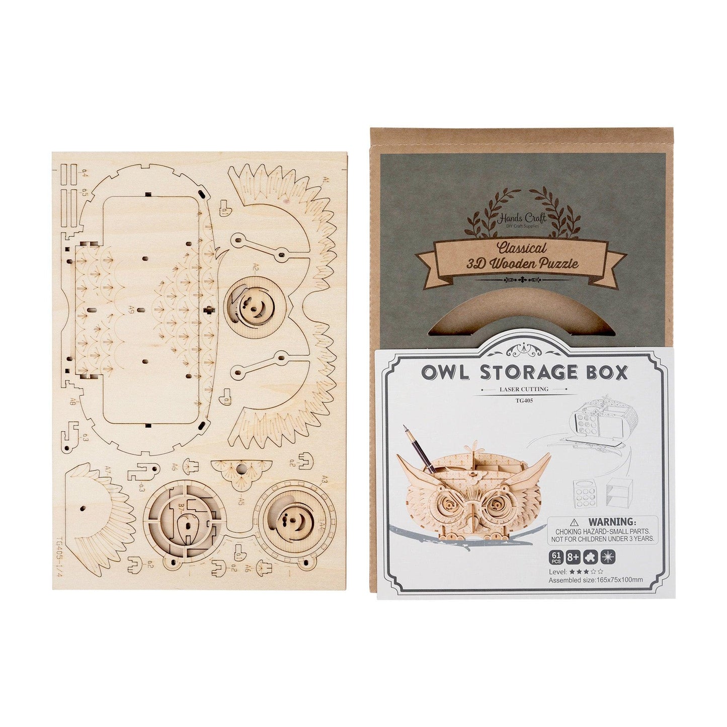 3D Modern Wooden Puzzle | Owl Storage Box - Hands Craft US, Inc.