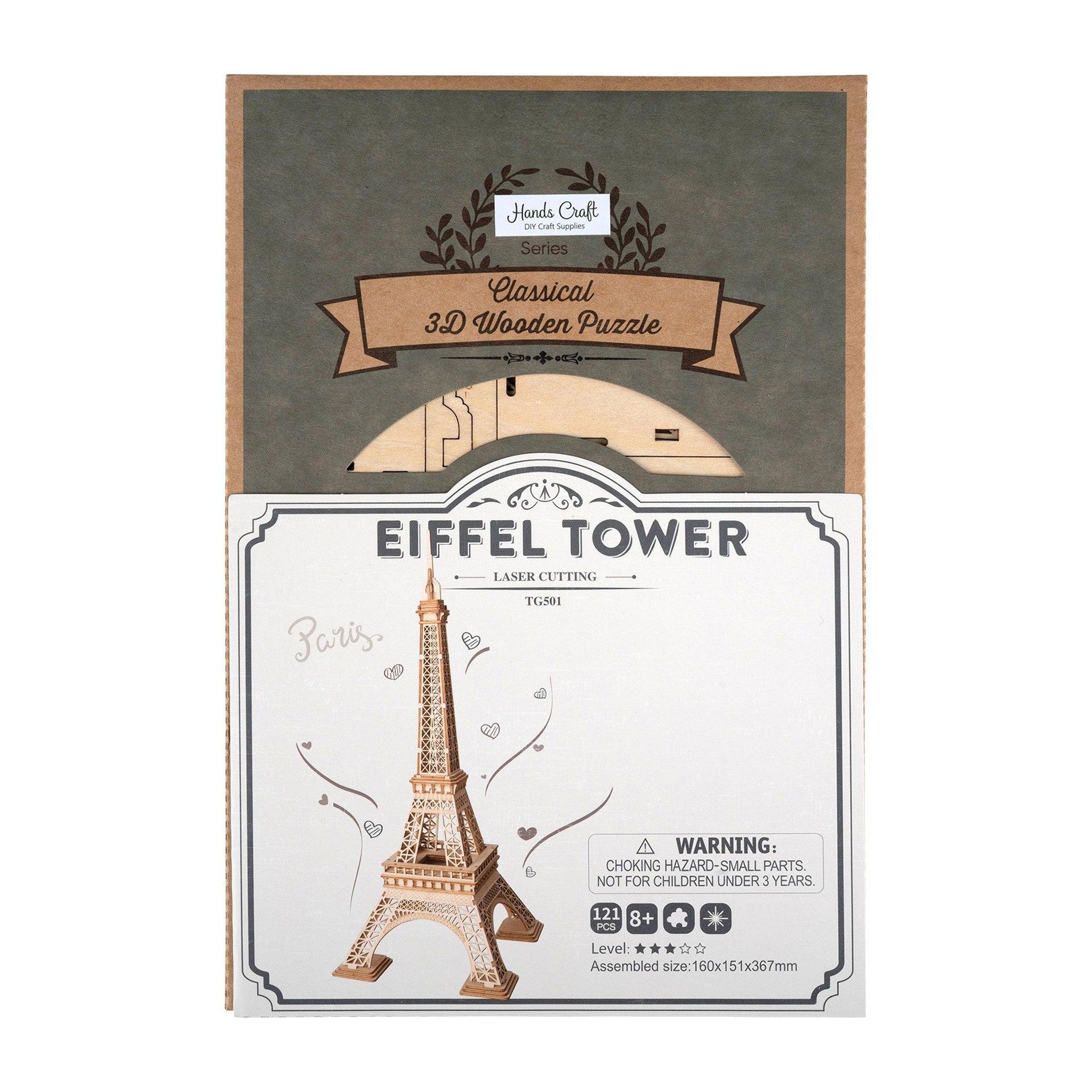 3D Modern Wooden Puzzle | Eiffel Tower - Hands Craft US, Inc.