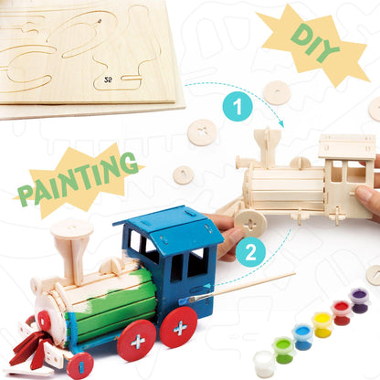 3D Wooden Puzzle Paint Kit | Locomotive - Hands Craft US, Inc.