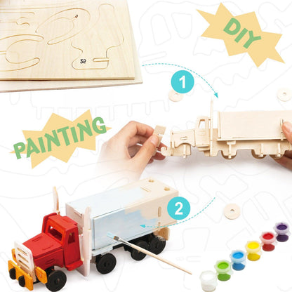 3D Wooden Puzzle with Paint Kit | Truck - Hands Craft US, Inc.