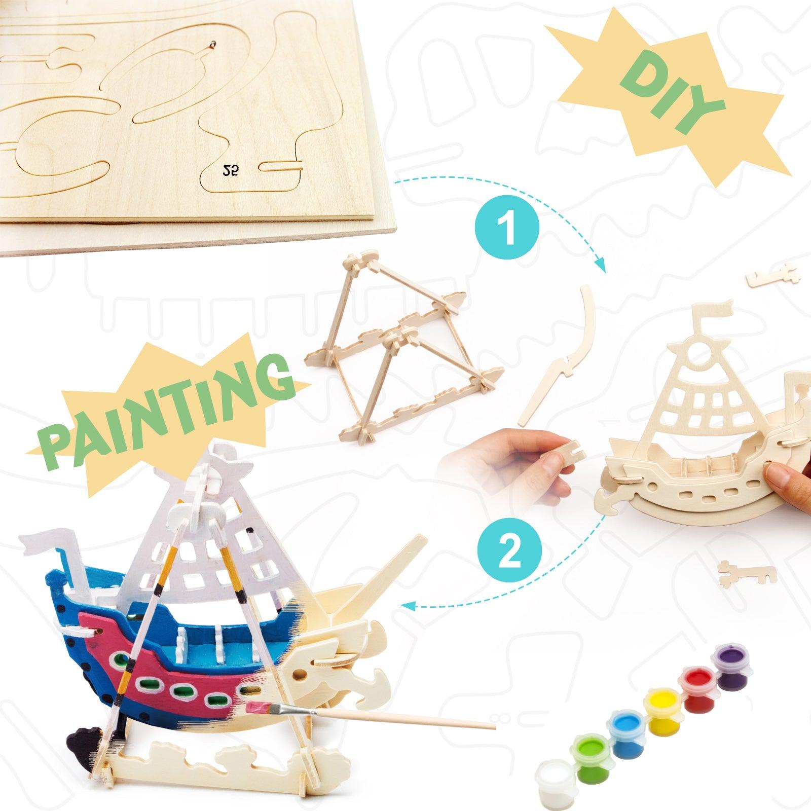 3D Wooden Puzzle Paint Kit | Swing Boat - Hands Craft US, Inc.