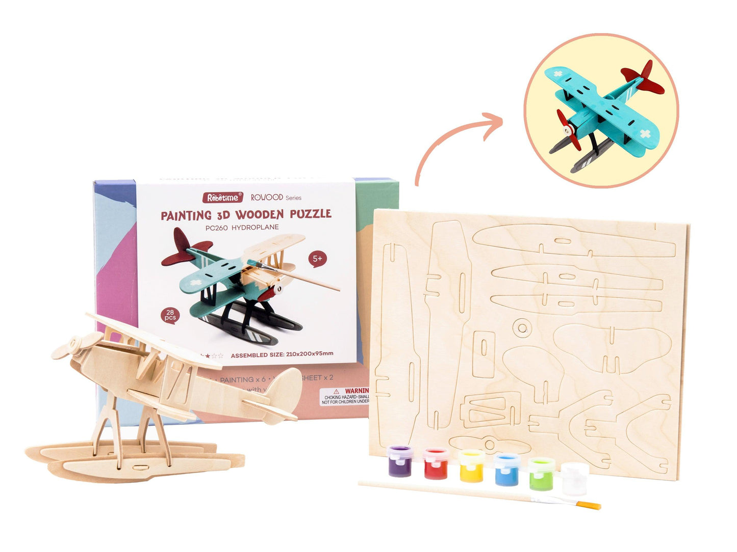 3D Wooden Puzzle Paint Kit | Hydroplane - Hands Craft US, Inc.