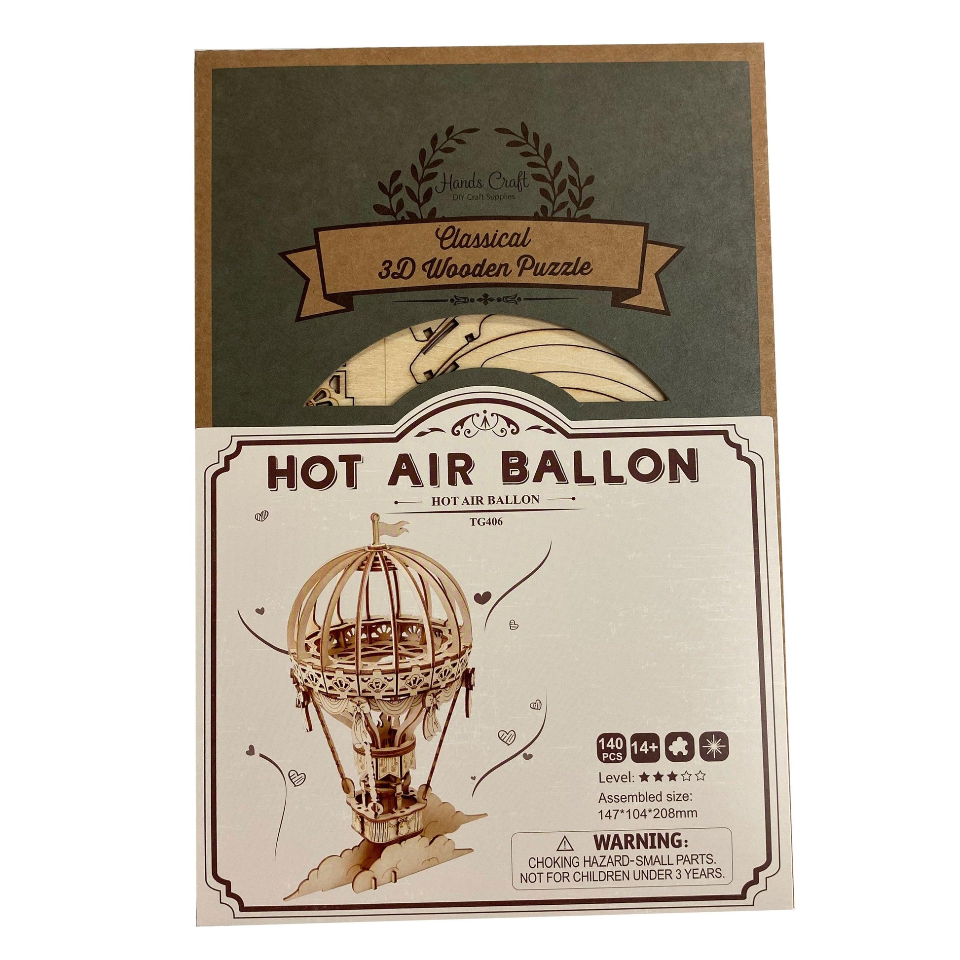 3D Modern Wooden Puzzle | Hot Air Balloon - Hands Craft US, Inc.