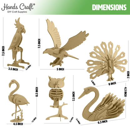 3D Classic Wooden Puzzle Bundle | Birds - Hands Craft US, Inc.