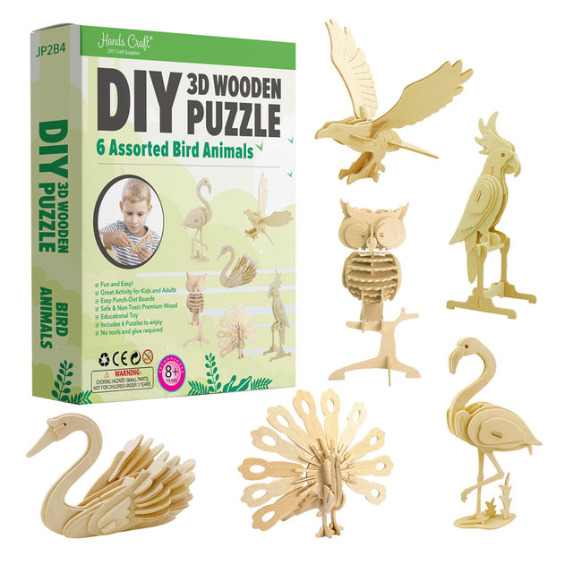 3D Puzzle Wood Birds (6 pack bundle)