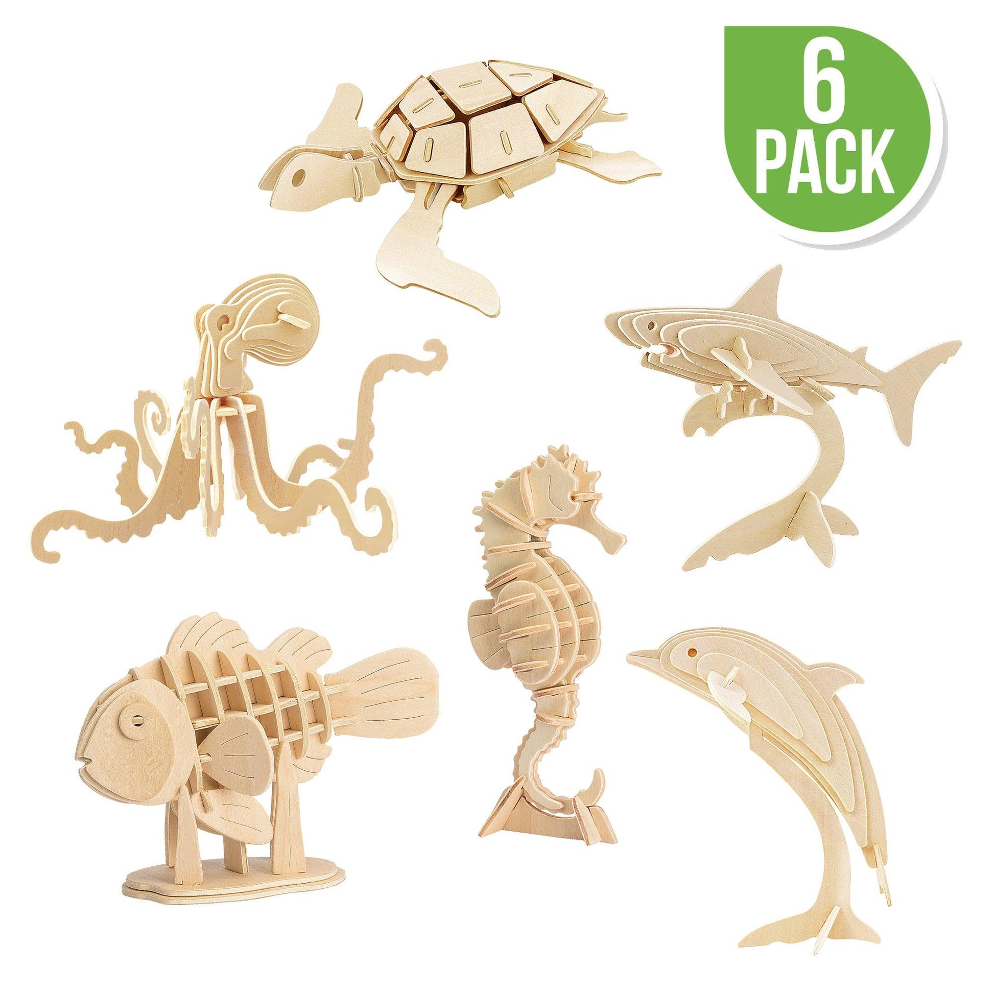 3D Classic Wooden Puzzle Bundle | Sea Animals - Hands Craft US, Inc.