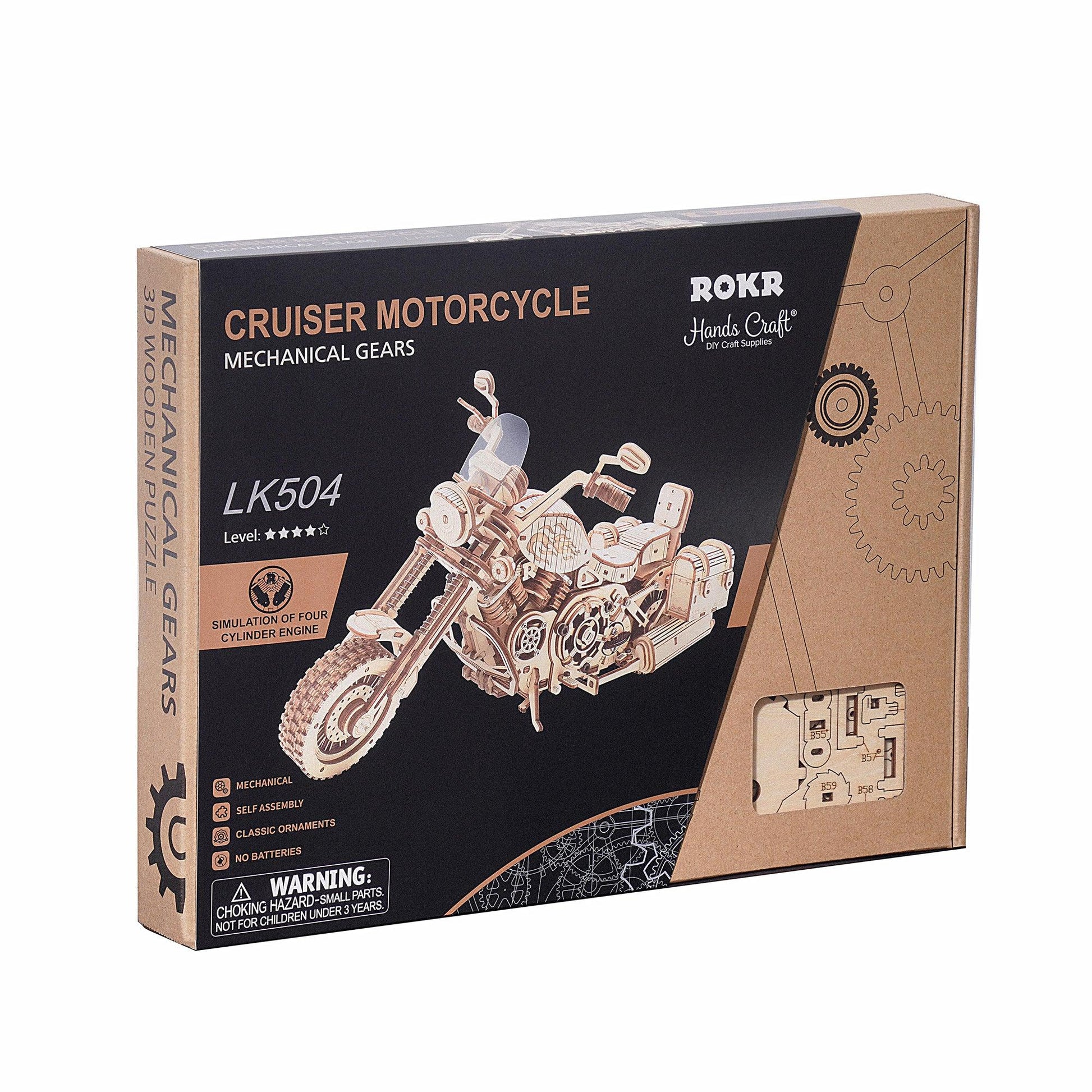 3D Mechanical Wooden Puzzle | Cruiser Motorcycle - Hands Craft US, Inc.