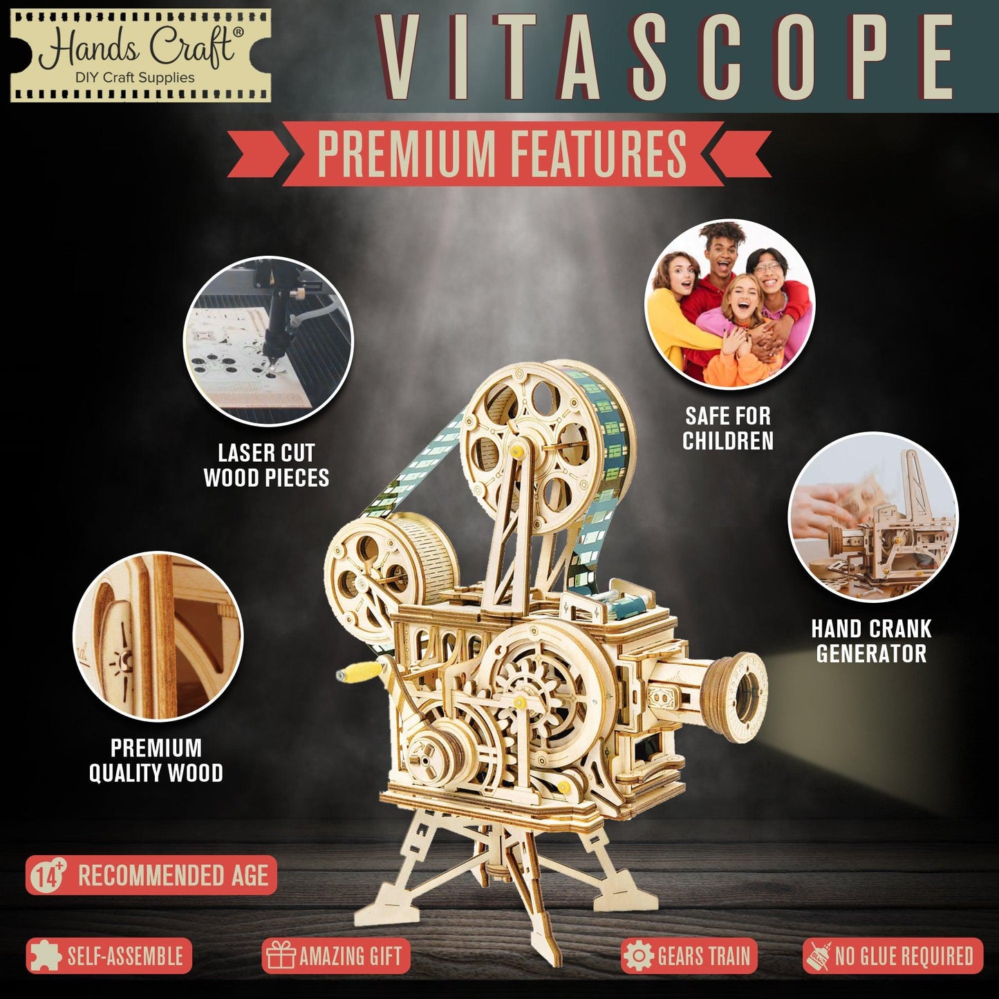 3D Mechanical Wooden Puzzle | Projector/Vitascope - Hands Craft US, Inc.