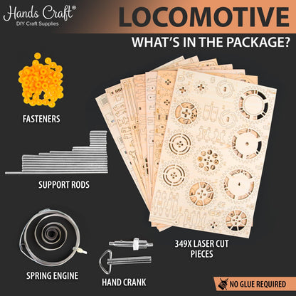 3D Mechanical Wooden Puzzle | Locomotive (Train) - Hands Craft US, Inc.