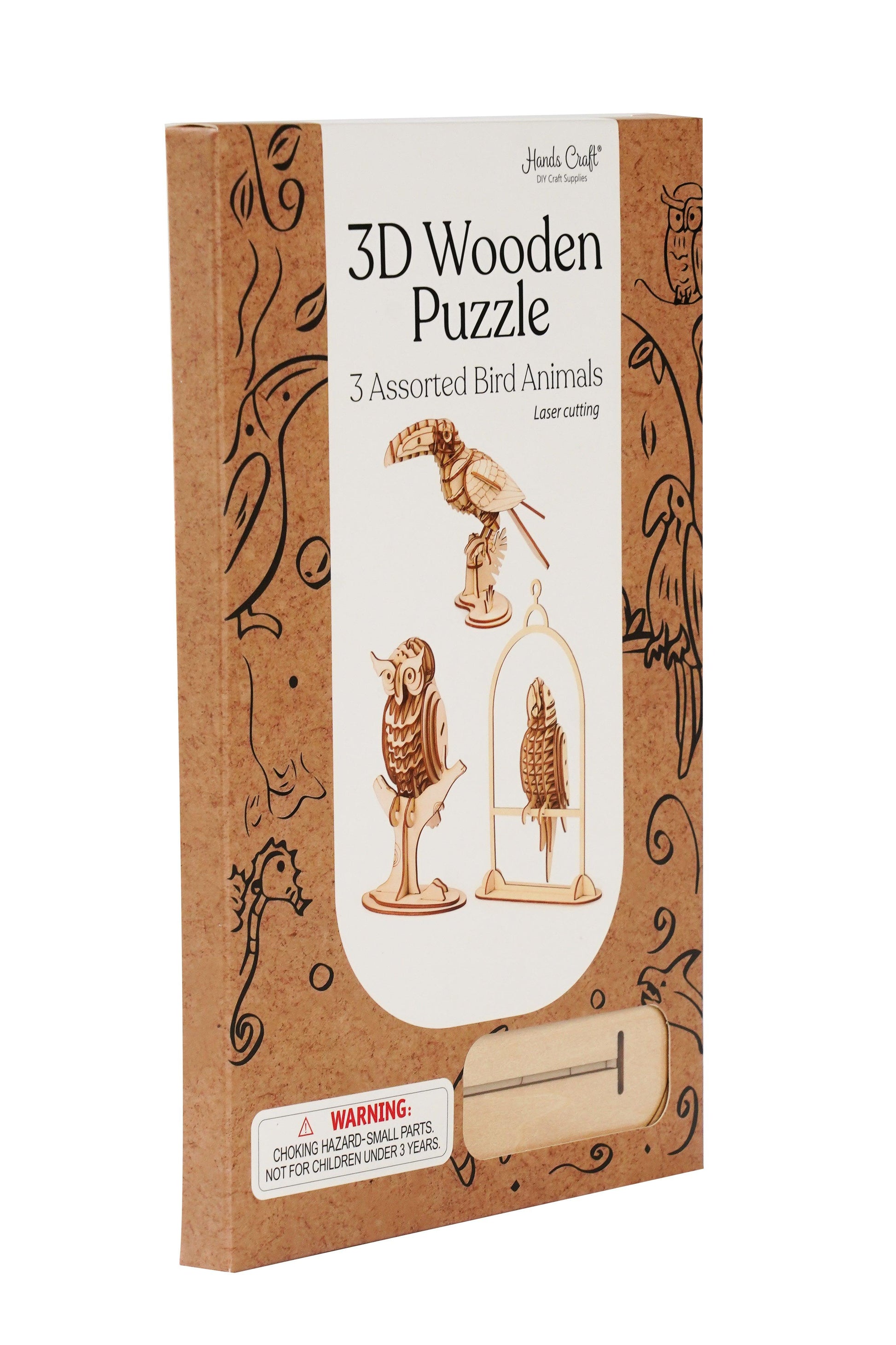 3D Modern Wooden Puzzle Bundle | Birds Animals - Hands Craft US, Inc.