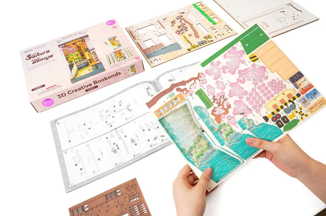 Robotime Rolife DIY Book Nook Set With Japanese Sakura And Densya