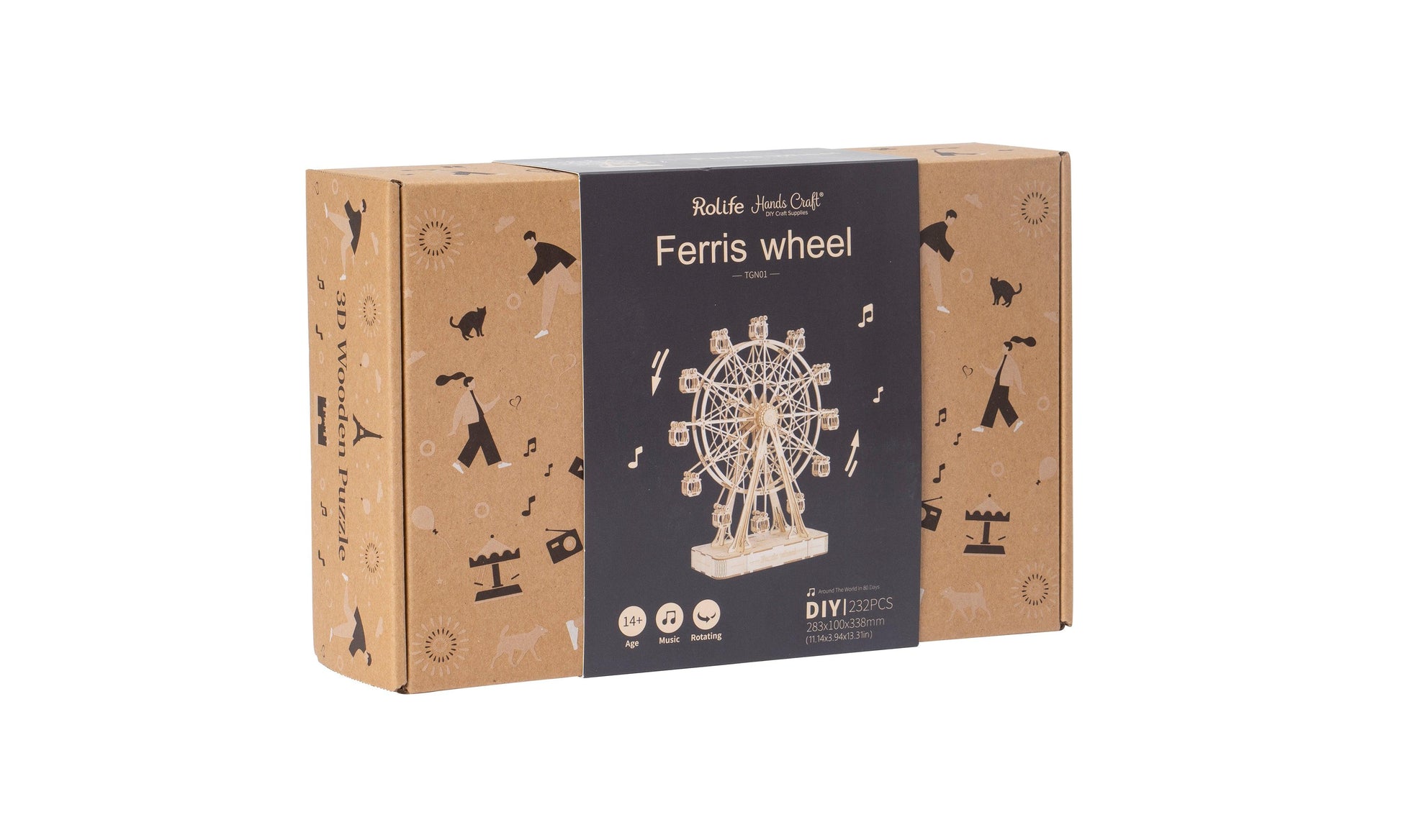 3D Modern Wooden Puzzle Music Box | Ferris Wheel - Hands Craft US, Inc.