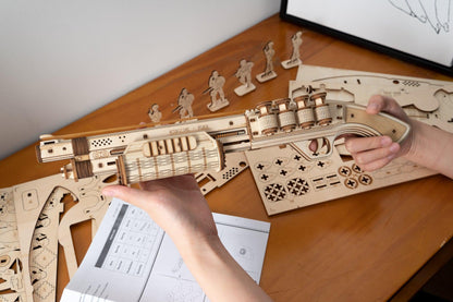 3D Mechanical Wooden Puzzle | Rubber Band Pump Action Shotgun - Hands Craft US, Inc.