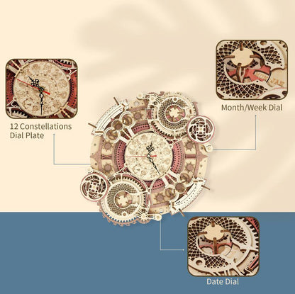 3D Mechanical Wooden Puzzle | Zodiac Wall Clock - Hands Craft US, Inc.