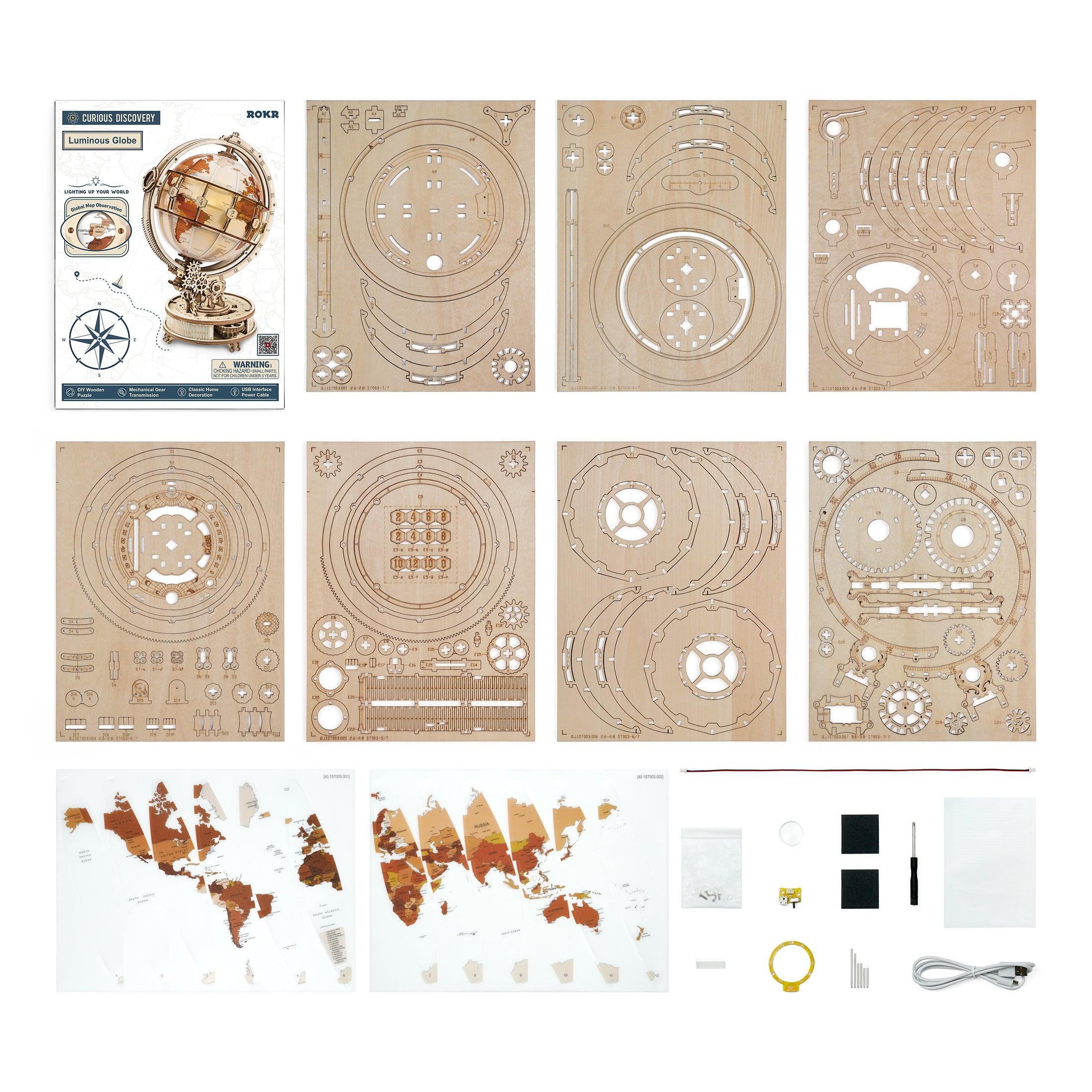 DIY 3D Modern Wooden Puzzle | Luminous Globe – Hands Craft US, Inc.