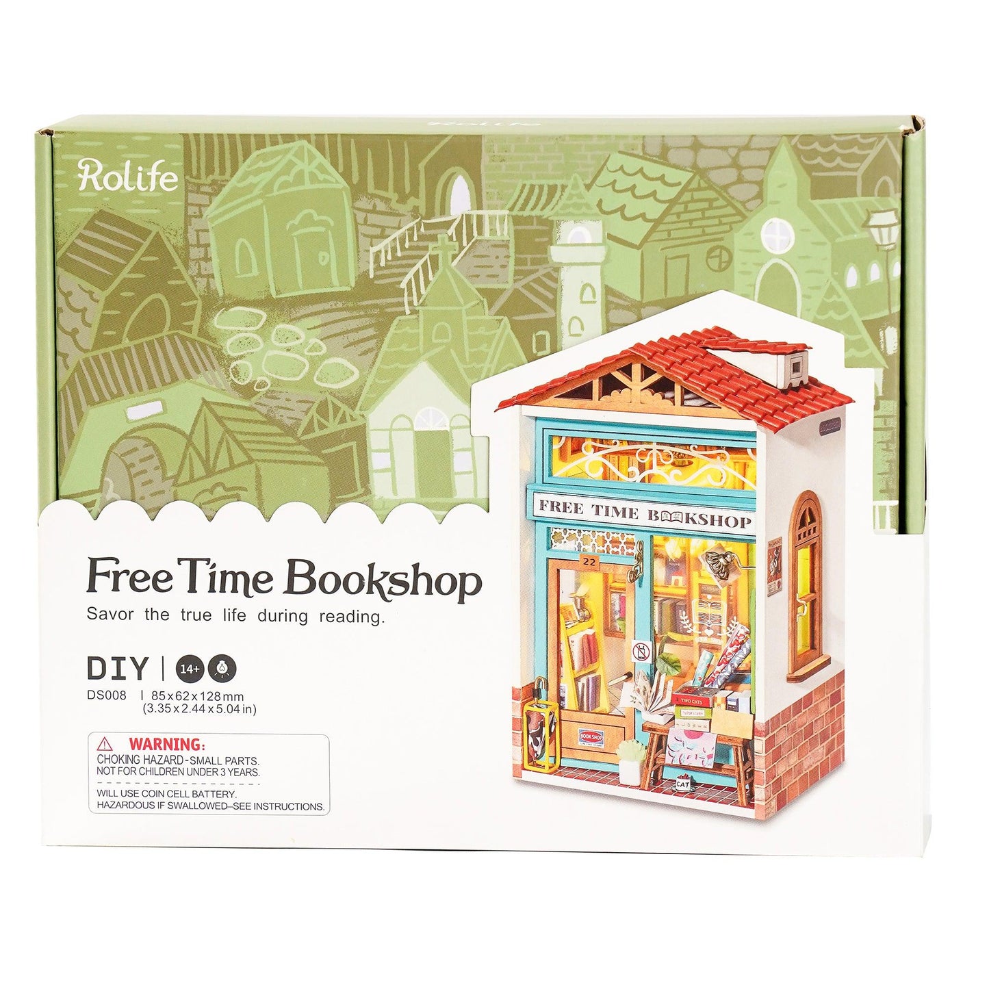 DIY Dollhouse Miniature Store Kit | Free Time Bookshop - Hands Craft US, Inc.