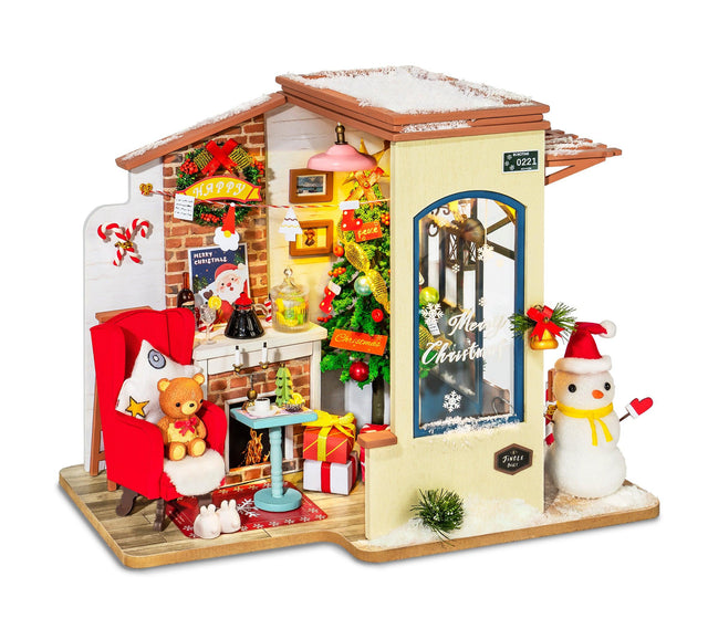 DIY Miniature Dollhouse Kit | Christmas Patio, plays Jingle Bells Tune