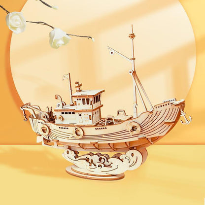 3D Modern Wooden Puzzle | Fishing Ship - Hands Craft US, Inc.