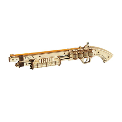 3D Mechanical Wooden Puzzle | Rubber Band Pump Action Shotgun - Hands Craft US, Inc.