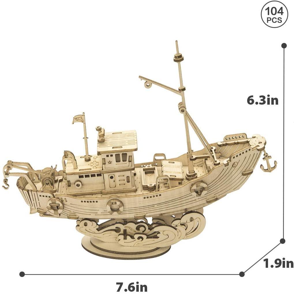 3D Modern Wooden Puzzle | Fishing Ship – Hands Craft US, Inc.