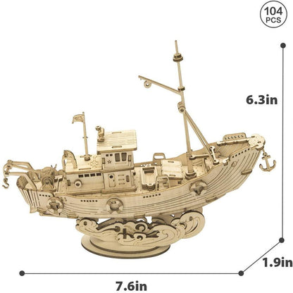 3D Modern Wooden Puzzle | Fishing Ship - Hands Craft US, Inc.