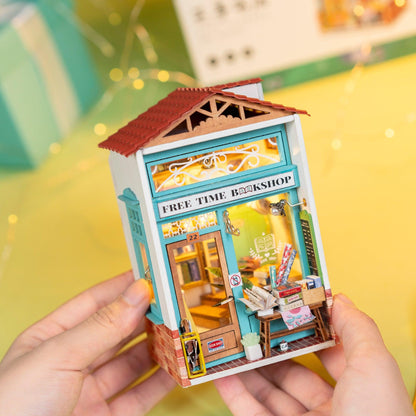 DIY Dollhouse Miniature Store Kit | Free Time Bookshop - Hands Craft US, Inc.