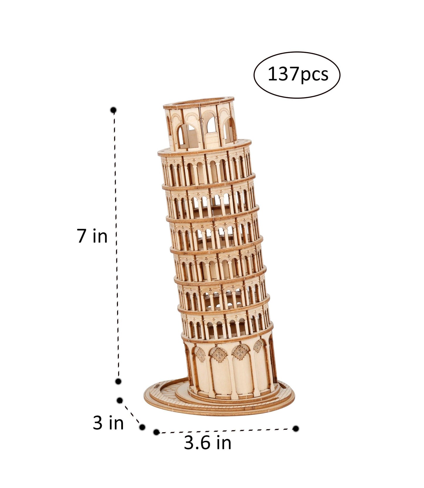 3D Modern Wooden Puzzle | Leaning Tower Of Pisa - Hands Craft US, Inc.