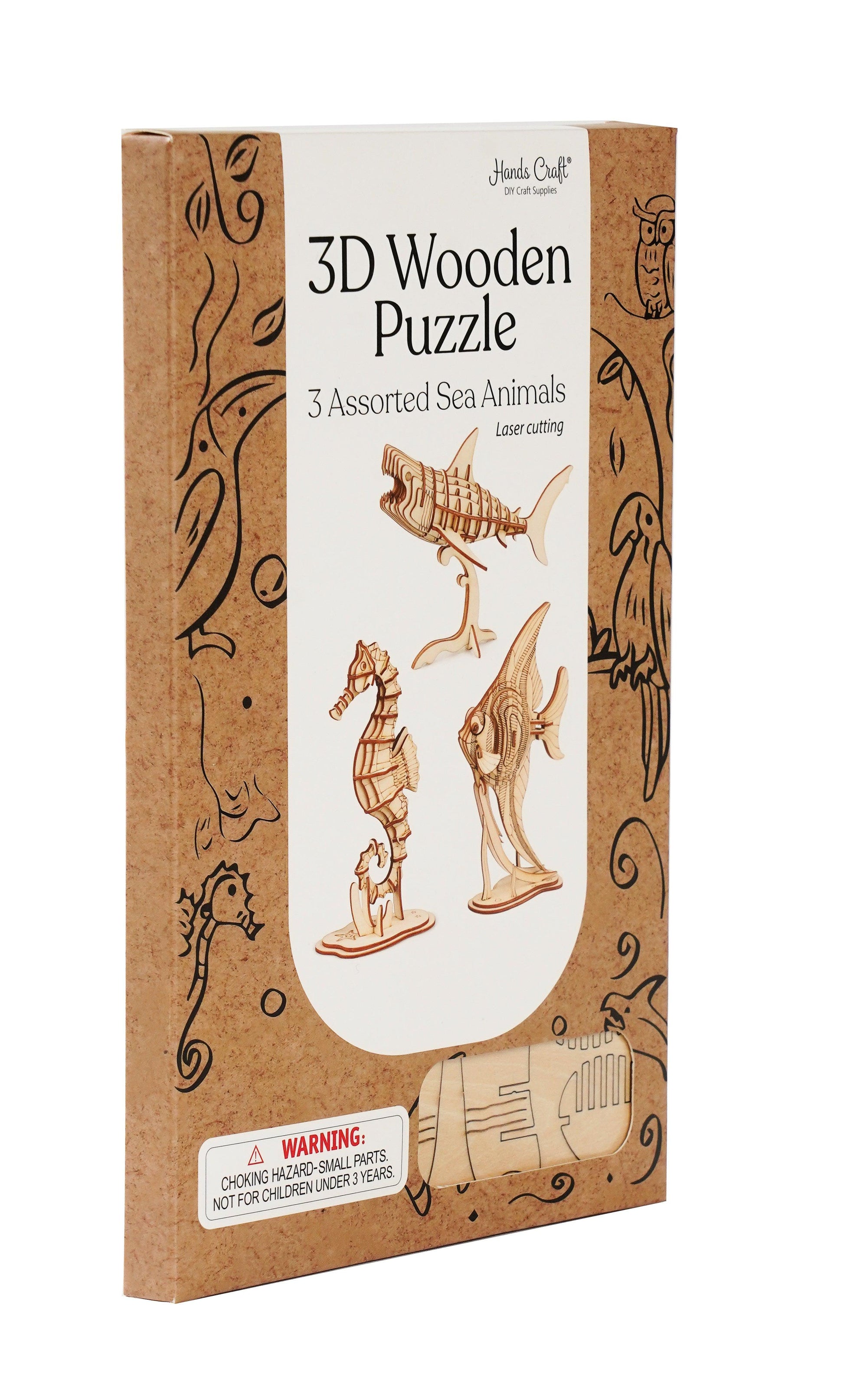 3D Modern Wooden Puzzle Bundle | Sea Animals - Hands Craft US, Inc.